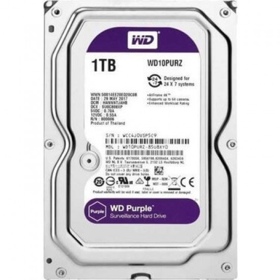 WD 1TB PURPLE SATA 3.0 3.5" 7200RPM GÜVENLİK DİSKİ